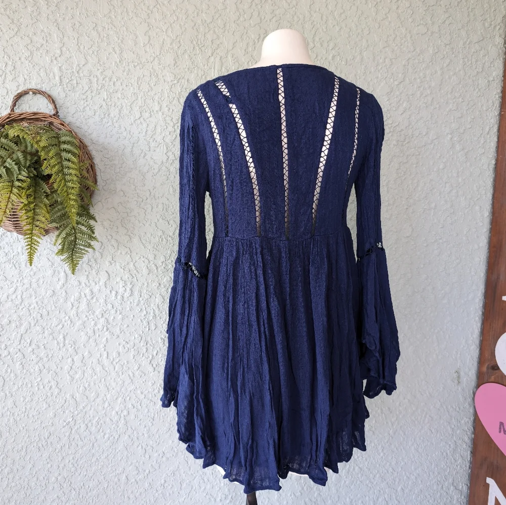 Free People Romeo Peakaboo Mini Dress blue size‎ s/p